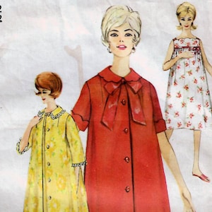 1960s Simplicity 4214 Vintage Sewing Pattern Summer Nightgown, Button ...
