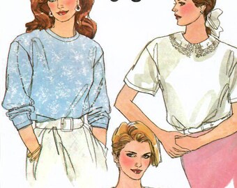 1980s Simplicity 9055 Vintage Sewing Pattern Misses Loose-fitting Blouse, Pullover Top Size XL Bust 44-46