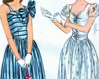 1940s Simplicity 1606 Vintage Sewing Pattern Evening Gown, Formal Dress, Misses Size 14 Bust 32