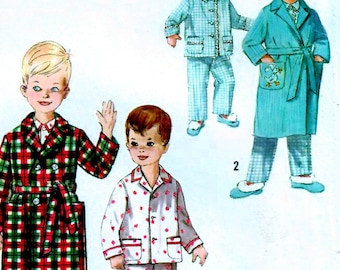 1960 semplicità 4250 modello di cucito vintage ragazzi e ragazze vestaglia, pigiama lungo taglia 2, taglia 3, taglia 4, taglia 5, taglia 6