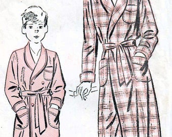 1940s Advance 3079 Vintage Sewing Pattern Boys Tailored Robe, Wrap Robe, Double Breasted Robe Size 3