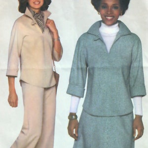 May include: Simplicity sewing pattern number 8169 for a Jiffy top and skirt. The pattern is for size 14 miss and includes instructions for making a white top with a collar and a green skirt with a checkered pattern.