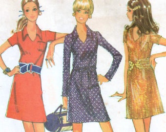 1960s McCall's 2201 Vintage Sewing Pattern Misses A-line Dress, Mini Dress Size 10 Bust 32-1/2, Size 12 Bust 34