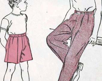 1940s Advance 4189 Vintage Sewing Pattern Boys Short Pants, Shorts, Long Pants, Slacks Size 6