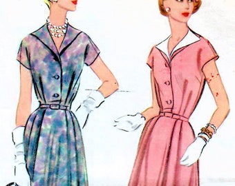 1950s McCall's 3157 Vintage Sewing Pattern Shirtwaist Dress, Fit and Flared Dress Misses Size 14 Bust 32