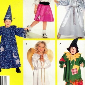 May include: A sewing pattern booklet for children's costumes. The cover features a colorful illustration of five children dressed as a wizard, angel, scarecrow, fairy, and a girl in a poodle skirt. The title of the booklet is "Sewing Patterns for Dummies".