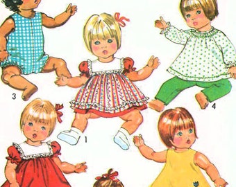 1970s Simplicity 5947 Vintage Craft Sewing Pattern Baby Doll Wardrobe, Baby Doll Clothes, Size Small (12-13 in), Size Medium (15-17 In)