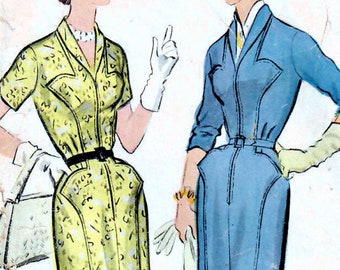 1950s McCall's 9824 Vintage Sewing Pattern Misses Slim Dress, Afternoon Dress Size 14 Bust 32