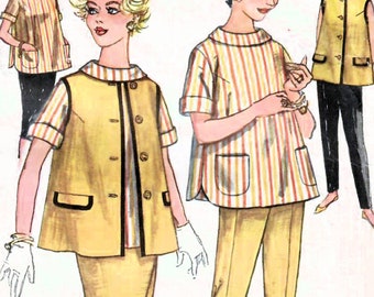 1960s Simplicity 3309 Vintage Sewing Pattern Junior & Misses Maternity Skirt, Jacket, Blouse, Pants Size 11 Bust 31-1/2, Size 12 Bust 32