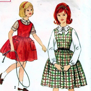 1960s Simplicity 4626 Vintage Sewing Pattern Girl&#39;s Full Skirt Jumper and Blouse Size 10