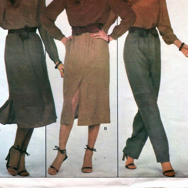 Modèle de couture vintage non coupé Vogue 2064 des années 1970, jupes mi-longues originales Calvin Klein Misses, pantalon taille 10 taille 25