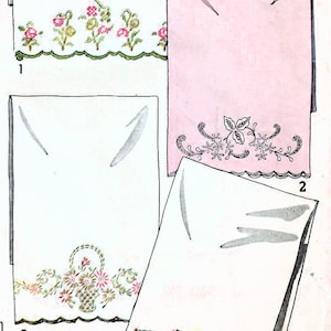 1930 年代のシンプルさ 1859 未カット ヴィンテージ 転写パターン 枕カバーやタオル用の花柄モチーフ