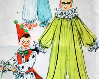 1950s Simplicity 4864 Vintage Sewing Pattern Child's Clown Costume Size Small, Size Medium, Size Large