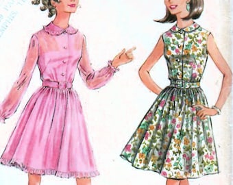 1960s McCall's 9266 Vintage Sewing Pattern Dress, Sleeveless Dress, Party Dress Junior Petite Size 11 Bust 34