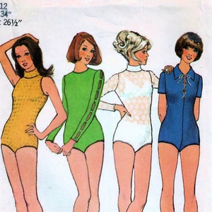 1970s Simplicity 5023 UNCUT Vintage Sewing Pattern Sleeveless Bodysuit, Turtleneck Bodysuit, Long Sleeve Bodysuit Misses Size 12 Bust 34