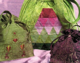 2000s McCall's 4884 UNCUT Craft Pattern Fashion Accessories Drawstring Bags, Applique Bags, Quilted Bag Sewing With Nancy Zieman