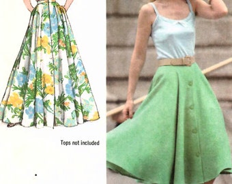 1970s Simplicity 9355 UNCUT Vintage Sewing Pattern Full Circle Skirt, Evening Skirt, Button Front Skirt Misses Size 6-8 Waist 23-24