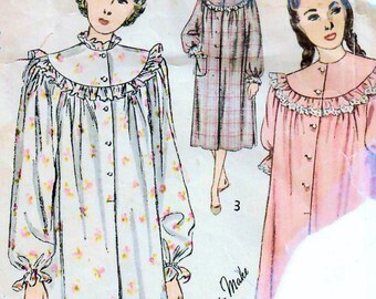 1940s Simplicity 2646 Vintage Sewing Pattern Misses Long Nightgown, Short Nightgown, Sleepwear Size 14 Bust 32