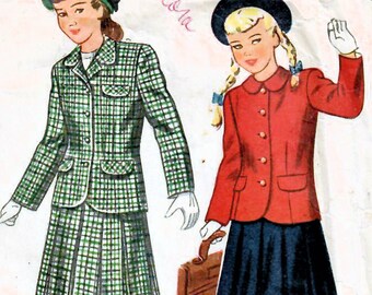 Patron De Couture Vintage Echo De La Mode Jupe Droite à Plis & Veste 7/8 Années 1950 Taille 44