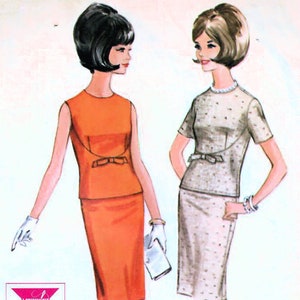 1960s Mccall's 7319 Vintage Sewing Pattern Slim Two-piece Dress, Fitted ...