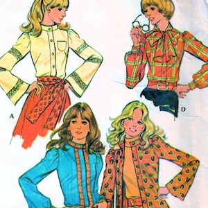 1970s McCall&#39;s 3350 Vintage Sewing Pattern Misses Blouse, Shirtwaist Blouse, Romantic Blouse Size 12 Bust 34