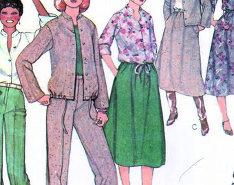 1970s Skirt, Jacket, Blouse, Pants Sewing Pattern: McCall's 6233 Junior Bust 32 UNCUT