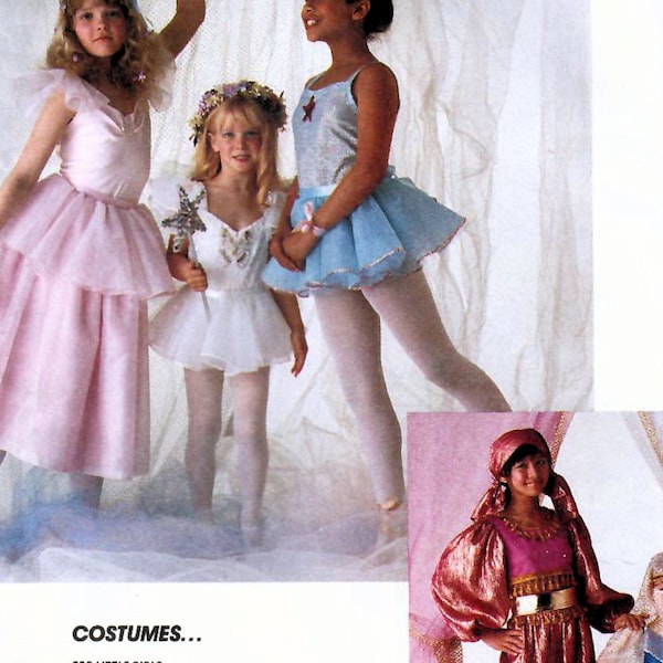 1980s McCall's 3886 UNCUT Vintage Sewing Pattern Girl Costumes Harem, Fortune Teller, Princess, Ballerina, Fairy Size M (6-8), L (10-12)