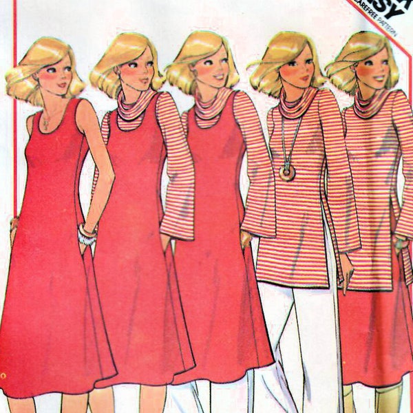 1970s McCall's 5472 UNCUT Vintage Sewing Pattern Sleeveless Dress, Jumper, Tunic Top, Wide Leg Pants Misses Size Large (18-20) Bust 40-42