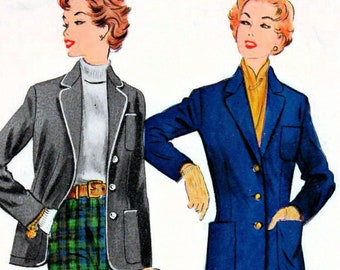 1950s McCall's 9905 UNCUT Vintage Sewing Pattern Misses Blazer, Tailored Jacket Size 14 Bust 32