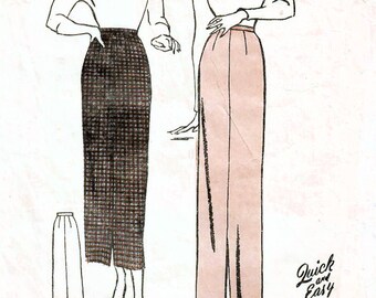 1940s Butterick 4699 Vintage Sewing Pattern Misses Slim Skirt, Midi Skirt, Evening Skirt Size Waist 24