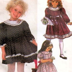 jaren 1980 McCall&#39;s 9164 vintage naaipatroon feestjurk meisjes, volledige rok jurk maat 7, maat 8