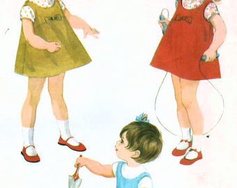 1960s McCall's 8561 Vintage Sewing Pattern Toddler Overalls, Jumper, Blouse Size 1/2, Size 1