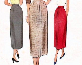 1940s McCall 7930 Vintage Sewing Pattern Misses Midi Skirt, Misses Slim Skirt Size Waist 32