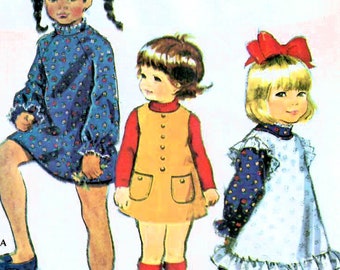 1970s McCall's 2967 Vintage Sewing Pattern A-line Dress, Jumper, Pinafore Girl Size 5, Size 6