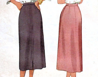 1940s McCall 7243 Vintage Sewing Pattern Misses Flared Skirt, Midi Skirt, Tea Length Skirt Size Waist 26. Size Waist 28