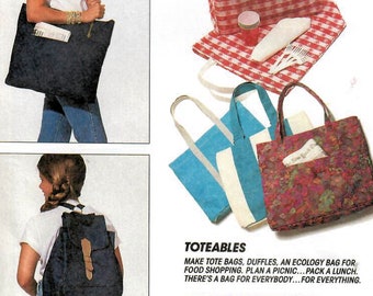 1990s McCall's 6320 UNCUT Vintage Craft Pattern Tote Bags, Shopping Bags, Duffel Bags, Back Packs