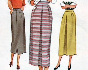 1940s McCall 7808 UNCUT Vintage Sewing Pattern Slim Skirt, Midi Skirt, Misses Size Waist 24