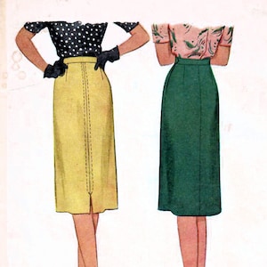 1940s McCall 5968 UNCUT Vintage Sewing Pattern Misses Slim Skirt Size Waist 26