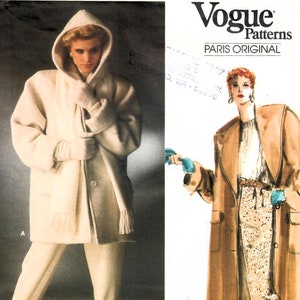 May include: Vogue Patterns Paris Original sewing pattern for a coat with a hood and a long coat with pockets. The pattern number is 1637. The pattern is by Christian Dior.