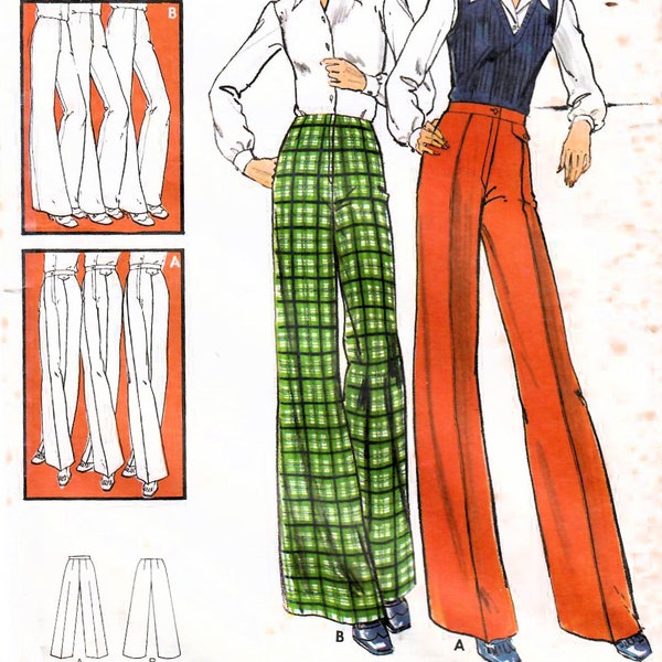 1970s Butterick 5736 Vintage Sewing Pattern Proportioned Pants, Wide Leg Pants, Flared Pants Misses Size Waist 26.5