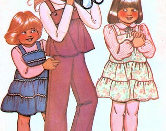 1970s McCall's 6239 Vintage Sewing Pattern Toddler Ruffled Dress, Jumper, Top, Long Pants Size 1