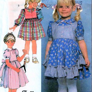 Jaren 1980 McCall&#39;s 8626 Vintage Naaipatroon Meisjes Pullover Jurk, Volledige Rok Jurk Maat 4