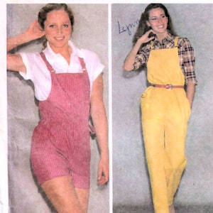 1980s McCall's 6994 UNCUT Vintage Sewing Pattern Misses Short Overalls, Long Overalls, Bib Overalls Size Small (10-12), Size Medium (14-16))