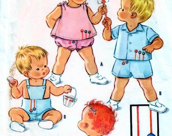 1960s McCall's 2391 Vintage Sewing Pattern Designer Helen Lee Toddler Playsuit, Sunsuit Size 1