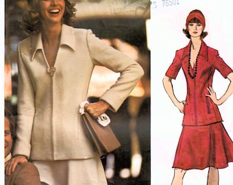 1970s Vogue 2903 Vintage Sewing Pattern Vogue Paris Original Misses Flared Skirt, Fitted Top Designer Nina Ricci Size 14 Bust 36