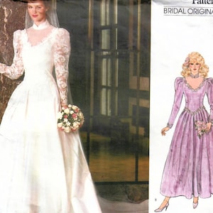 80er Jahre Vogue 1092 Vintage Schnittmuster Misses Brautkleid, Petticoat, Abendkleid Gr. 8 Büste 31-1/2