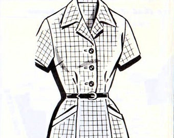 1960s Mail Order 8173 FF Vintage Sewing Pattern Misses Half Size Dress, Shirtwaist Dress Size 18-1/2 Bust 39
