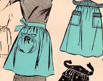 1940s Ladies Home Journal 2265 UNUSED Vintage Sewing Pattern Misses Half Apron, Dirndl Apron, Hostess Apron Size Medium