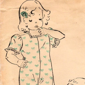 1930s New York 1364 Vintage Sewing Pattern Girls and Boys One Piece Pajamas, Nightdrawers Size 8