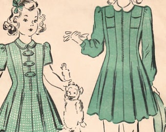 1940s Advance 2839 Vintage Sewing Pattern Toddler Girl's Princess Dress, Party Dress Size 2